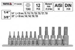 Gola ořechy Torx 1/4&quot; 3/8&quot; sada 12 kusů T8-T55    Yato YT0430 