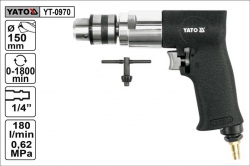 Pneumatická vrtačka  YATO YT0970   0-1800 ot/min, sklíčidlo do 15mm,  0,62MPa 
