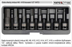 Gola ořechy imbus H5-H19 kované 1/2&quot; , sada 8 kusů YATO YT1066 
