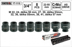 Gola ořechy šestihranné kované 3/4&quot; sada 8 kusů 22-41mm YATO YT1115 