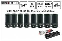 Gola ořechy šestihranné kované prodloužené 3/4&quot; sada 8 kusů 22-41mm YATO YT1155 