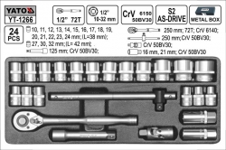 Gola sada  YATO  24 dílů 1/2&quot; YT1266 