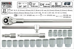 Gola sada  YATO  21 dílů  3/4  YT1335 