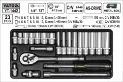 Gola sada  YATO  23 dílů  1/4&quot;  YT1442 