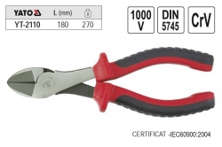 Kleště  YATO štípací boční 180mm VDE s izolací do 1000V  YT2110 