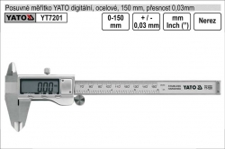 Posuvné měřidlo digitální - šuplera 0-150mm, ocelové přesnost 0,03mm  YATO YT7201 