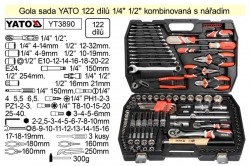 Gola sada  122 dílů 1/4 a 1/2  kombinovaná s nářadím YATO YT3890 
