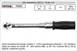 Klíč momentový 2-10Nm 1/4&quot; Yato YT0751  