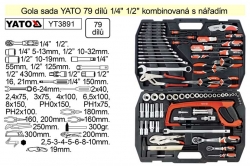 Gola sada 79 dílů 1/4" 1/2" kombinovaná s nářadím YATO YT3891 