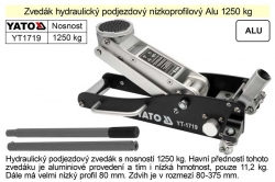 Zvedák hydraulický podjezdový nízkoprofilový Alu 1,25 tuny YATO YT1719 