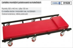 Lehátko montážní VOREL polstrované pojízdné 