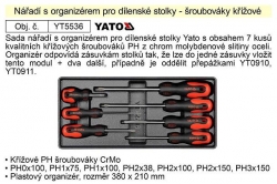 Sada nářadí s organizérem YT5536 šroubováky křížové PH 7Ks 