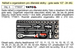 Sada nářadí s organizérem YT5537 gola sada 1/2" 24 dílů 