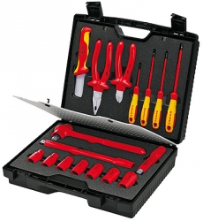 Kufr s nářadím pro elektrikáře 17-dílný  VDE izolované 1000V  Knipex 989911 
