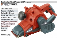 Bruska pásová EXTOL PREMIUM 810W, zkosená, rozměr pásu 533x76mm 