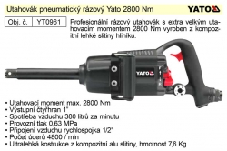 Utahovák pneumatický 1" 2600Nm, 0,63MPa, 255l/min, ultralehký 8,2kg 