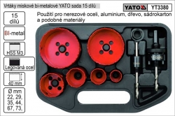 Vrtáky YATO vyřezávací bimetalové miskové sada 8 dílů 22-73mm YT3380 