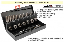 Závitníky a očka sada  M3-M12  HSS YATO  YT2975 