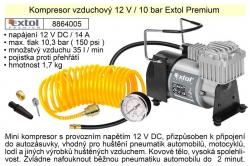 Kompresor vzduchový 12 V / 10 bar Extol Premium 