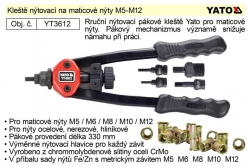 Nýtovací kleště na maticové nýty M5-M12 YATO YT-3612 