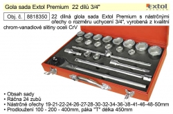 Gola sada Extol Premium 22 dílů 3/4" 