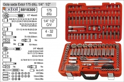 Gola sada Extol Premium 175 dílů kombinovaná 1/4" 3/8" 1/2" 