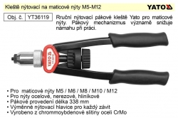 Kleště nýtovací na maticové nýty M5-M12 YATO YT-36119 