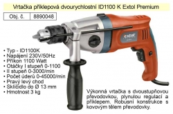 Vrtačka příklepová dvourychlostní ID1100 K s klasickým sklíčidlem 1100W Extol Premium 