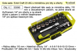 Gola sada Extol Craft 23 dílů s miniráčnou pro bity a ořechy 