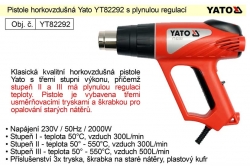 Pistole horkovzdušná Yato YT82292 s plynulou regulací 