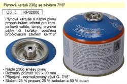 MEVA - kartuše 230 g - ventil, závit 