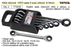 Klíče ráčnové YATO sada 5 kusů očkové 8-19mm YATO YT5038 