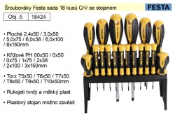 Šroubováky Festa sada 18 kusů CrV se stojanem 