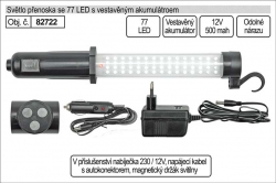 Montážní svítilna 77 LED 12V/ 500mA nabíjecí 