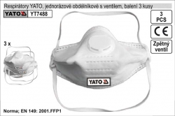 Respirátory obdélníkové se zpětným ventilem, sada 3 kusy YATO 