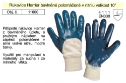 Pracovní rukavice polomáčené v nitrilu Harrier bavlněné vel. 10" 
