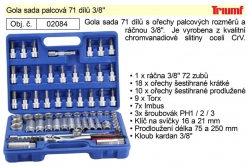 Gola sada palcová 71 dílů 3/8" 