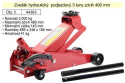 Zvedák hydraulický podjezdový 3 tuny zdvih 490 mm 