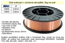 Drát svařovací v ochranné atmosféře 0,6mm/5kg na ocel 