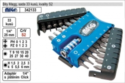 Bity sada 33 vysoké kvality s rychloupínačem, v kazetě k zavěšení za opasek 
