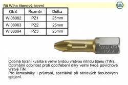 Bit Wiha titanový PZ1x25mm, torzní 