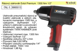 Rázový utahovák Extol Premium 1300 Nm 1/2" Extol 8865013 