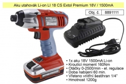 Aku rázový utahovák Li-on LI 18 CS Extol Premium 18V / 1500mA  