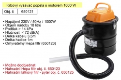  Krbový vysavač popela s motorem 1000 W 