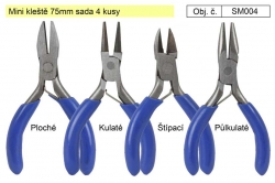 Mini kleště sada 4 kusy délka 75mm 