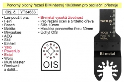 Ponorný plochý řezací Bi-metal nástroj 10x30mm oscilační, pro ocel, tvrdé dřevo 