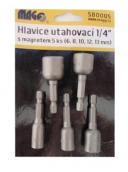 &quot;1/4&quot;&quot; hlavice utahovací s magnetem 5ks 6,8,10,12,13mm&quot; 