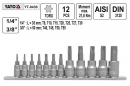 Gola ořechy Torx 1/4" 3/8" sada 12 kusů T8-T55    Yato YT0430 