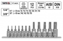 Gola ořechy Torx 1/4" 3/8" vrtané sada 12 kusů T8-T55   Yato YT0431 