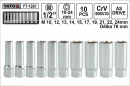 Gola ořechy šestihranné prodloužené 1/2" sada 10 kusů 10-24mm v kazetě YATO YT1261